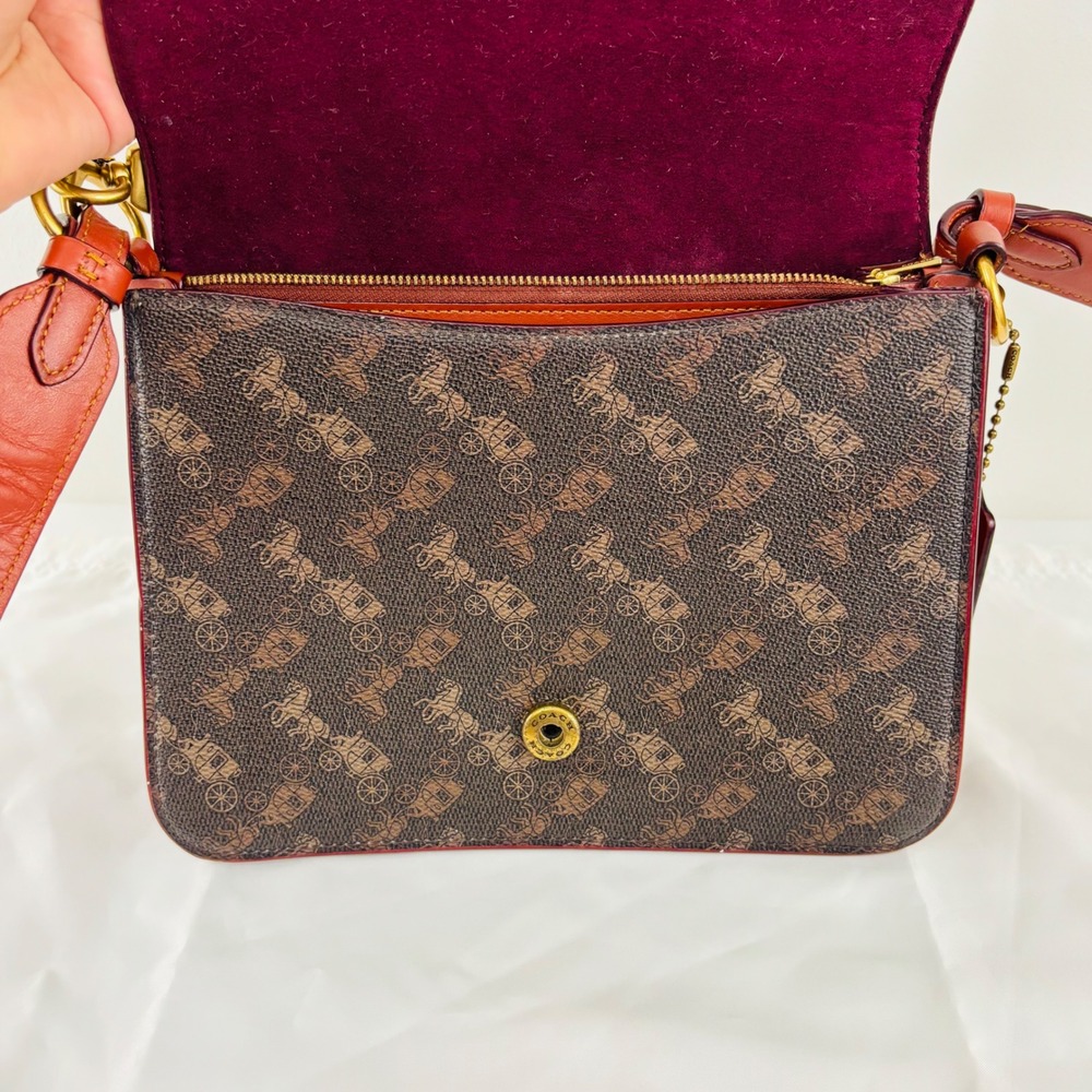 Coach Beat Shoulder Bag Signature Canvas Horse and Carriage Print Brown Ginger - Picture 7 of 14